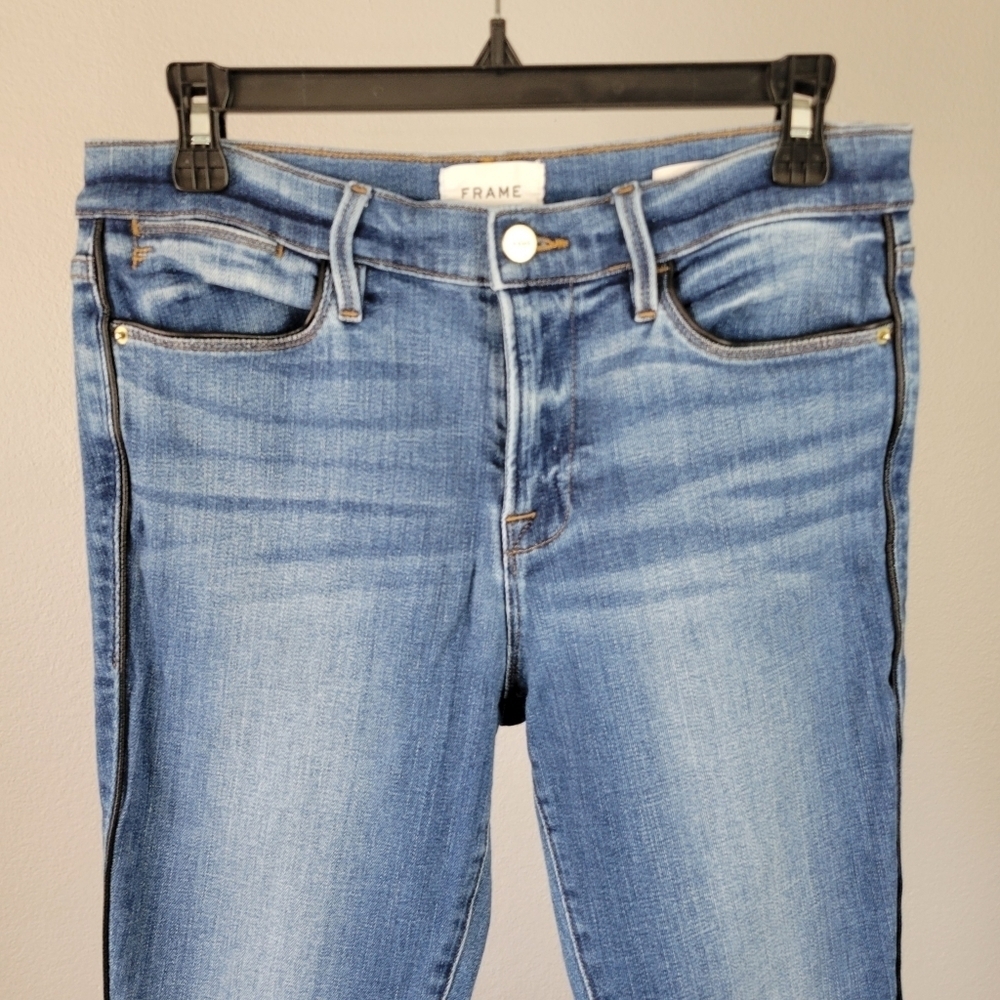 FRAME // le high skinny crop tux side piping super soft stretch denim jeans - Picture 4 of 15